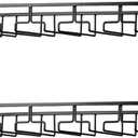 FOMANSH Wine Glass Rack - Under Cabinet Stemware Wine Glass Holder Glasses Storage Hanger 2 Pack Metal Organizer for Bar Kitchen 5 Rows Black