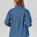 roswear Jean Shirt for Women Button Down Shirts Denim Tops Western Fall Outfits (Blue, XL)
