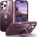 Hocase for iPhone 16 Pro Case 6.3", with Magnetic Ring Stand [Compatible with MagSafe] [Military Grade Protection] Slim Shockproof Translucent Protective Phone Case - Wine Red