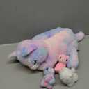 Hopearl LED Musical Stuffed Cat Lighting Up Singing Plush Toy Playset Mommy Cat with 3 Baby Kittens in her Tummy Lullaby Animated Soothe for Mom Kids Toddler Girls, Rainbow, 18''