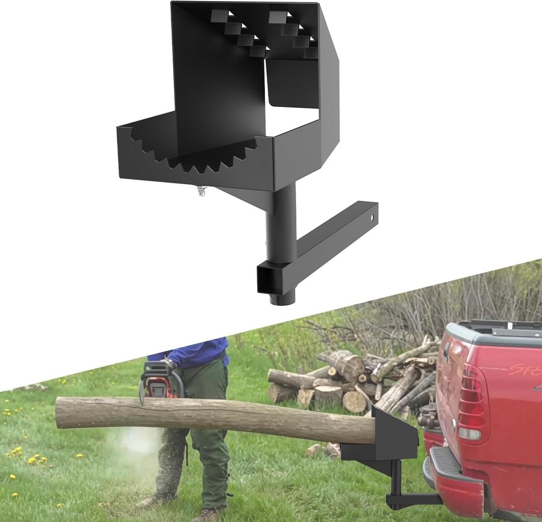 Log Sawhorse for 2" Trailer Receiver, Adjustable Wood Cutting Stand