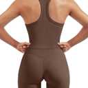 SUUKSESS Women 2 Piece Workout Sets High Waisted Biker Shorts with Pockets Built in bra Racerback Tank Tops (Medium, Brown)