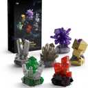 Nifeliz Geology Rock Collection Building Set for Adults, 6 Different Kinds of Gemstone Model Toys, Creative Desk Decoration & Fun Gift for Mineral Lovers (616PCS, NF10306)