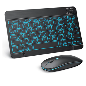 TECURS Bluetooth Keyboard and Mouse Combo for iPad - Rechargeable Wireless Keyboard & Mouse with 7-Color Backlit Compatible with iPad 10th/9th/8th Gen, iPad Pro/Air/Mini, iPhone 15/14/13 Pro, Black