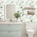 Sage Green Floral Peel and Stick Wallpaper Self Adhesive Removable Modern for Bedroom Accent Wall Renter Friendly Thick Watercolor Natural Flower Wallpaper 17.7" x 70.8"