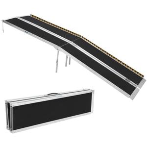 10 FT Portable Wheelchair Ramp with Transition Plate - Aluminum Ramp with Non-Skid Surface & Reflective Strips for Home Steps, Doorways, Stairs - 600 LBS Capacity