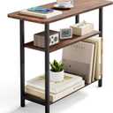 SLEEPING LAMB Side Table for Living Room, 3-Tier End Table for Small Space with Wide Storage Tabletop, Rustic Brown Narrow Nightstand for Bedroom, Sofa Couch