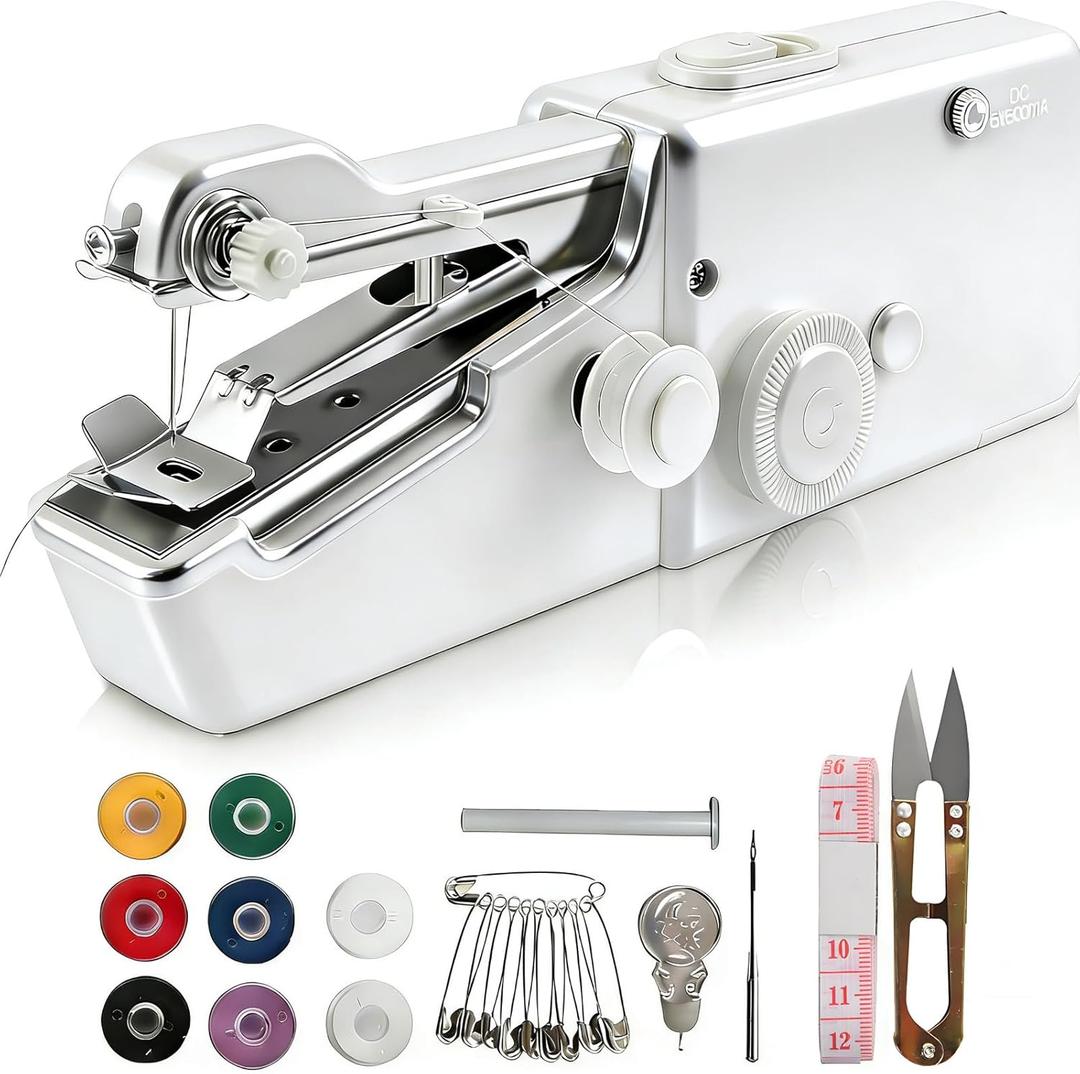 Handheld Sewing Machine,Mini Electric Hand-held Cordless Portable Sewing Machine for Beginners,Easy to Use and Fast Stitch Suitable for DIY,Clothes,Home,Travel (Off White)