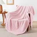 EXQ Home Fleece Throw Blanket for Couch or Bed - 3D Imitation Turtle Shell Jacquard Decorative Blankets - Cozy Soft Lightweight Fuzzy Flannel Blanket Suitable for All Seasons(50"×60", Pink)