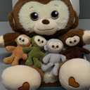 Monkey Stuffed Animals, Mommy Monkey Plush with Baby, 5 Pcs Plush Toy for Girl Boy, Birthday Valentine's Gifts for Kids, Toddler, Age 3-8, Brown
