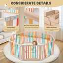 Baby Wooden Playpen, Foldable Shape & Size Adjustable Playpen for Toddler and Babies, Wood Baby Play Yard with Locking Gate, Large Pack and Play for Play Area Indoor(Multicolor, 8 Panel)