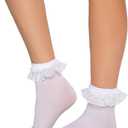 Diem Lace Ruffle Anklet Socks (One Size, White)