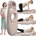 Inflatable Pregnancy Pillow, Full Body Maternity Airbed with Belly and Head Hole for Comfort (Brown)