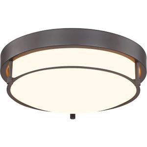 12 inch Flush Mount Ceiling Light, 2-Light Close to Ceiling Light Fixtures with Oil Rubbed Bronze Finish for Bathroom Bedroom Kitchen Hallway, 4822-ORB (Frosted Class & Oil Rubber Bronze)