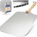 Large Pizza Peel 16 inch - Extra Large Metal Pizza Peel with 14 inch Stainless Steel Pizza Cutter Rocker, Pizza Paddle with Folding Handle (13"x16" with 14" Cutter)