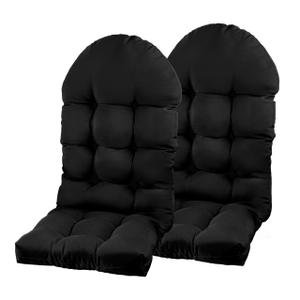 Adirondack Chair Cushion, Rocking Chair Cushion 44x19.4x4 inch, High Back Patio Cushions of Upper and Lower with Ties, Sunscreen and Fade-Resistant (Black, 2)