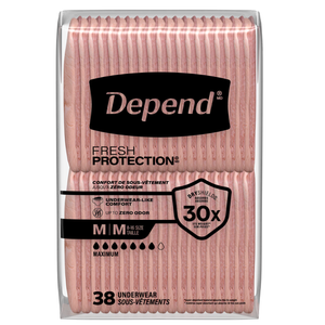 Depend Fresh Protection Adult Diapers, Incontinence Underwear for Women, Disposable, Maximum, Medium, Blush, Packs of 38),