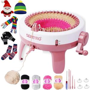 Sentro Knitting Machine, 48 Needles Smart Knitting Crochet Machine with Row Counter for Adults and Beginners, Automatic Circular Weaving Spinning Knitting Loom Machine Kit for Hat,Socks,Scarves,Gloves