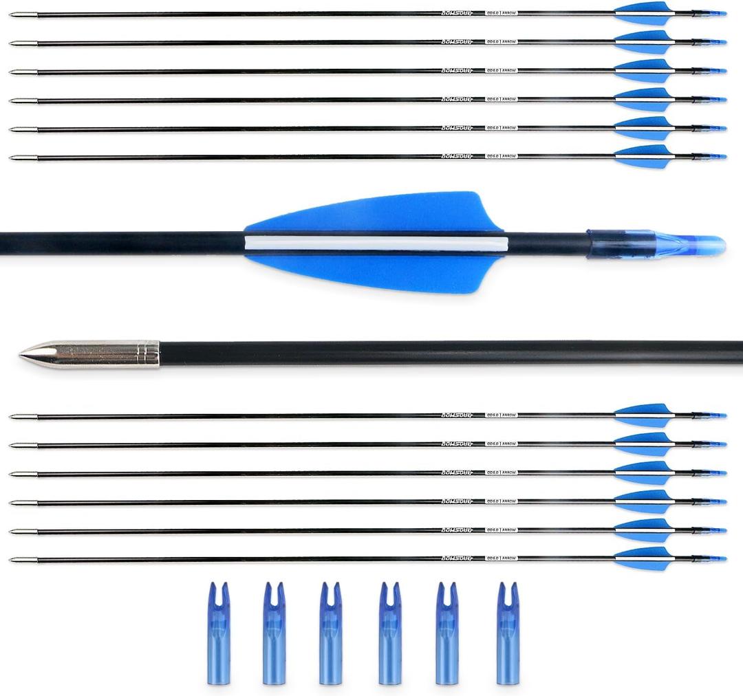 31“ Archery Arrows Training Practice Target Arrows for Kids Youth or Beginners Streamlined Points Durable Shaft on Recurve Bows Youth Bow and Longbows(Pack of 12)