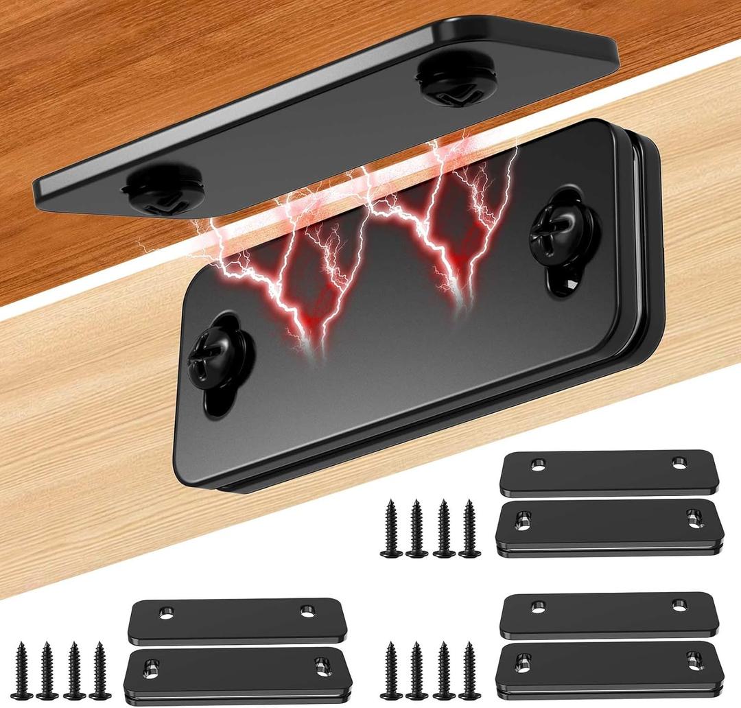 Loomdeo Ultra-Thin Magnetic Cabinet Door Catch - Strong Adhesion & No-Gap Closure,Let Ultra-Thin Magnets Keep Your Cabinet Doors Closed (Black 4pcs)