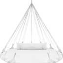 Sorbus 56" Stylish Hanging Swing Nest - Premium Cotton Double Hammock Daybed Saucer Style Lounger Swing Chair- 264lbs Sturdy Spinner Tree w/Pillow - Easy Setup - for Indoor/Outdoor, Travel - White