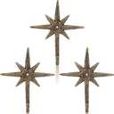 3 Pcs Cast Iron 8 Pointed Atomic Starburst Cute Wall Hooks Mid Century Star Hooks Modern Decor Easy Install Decorative Towel Hook for Coats Aprons Hats Vintage and Eclectic Decor