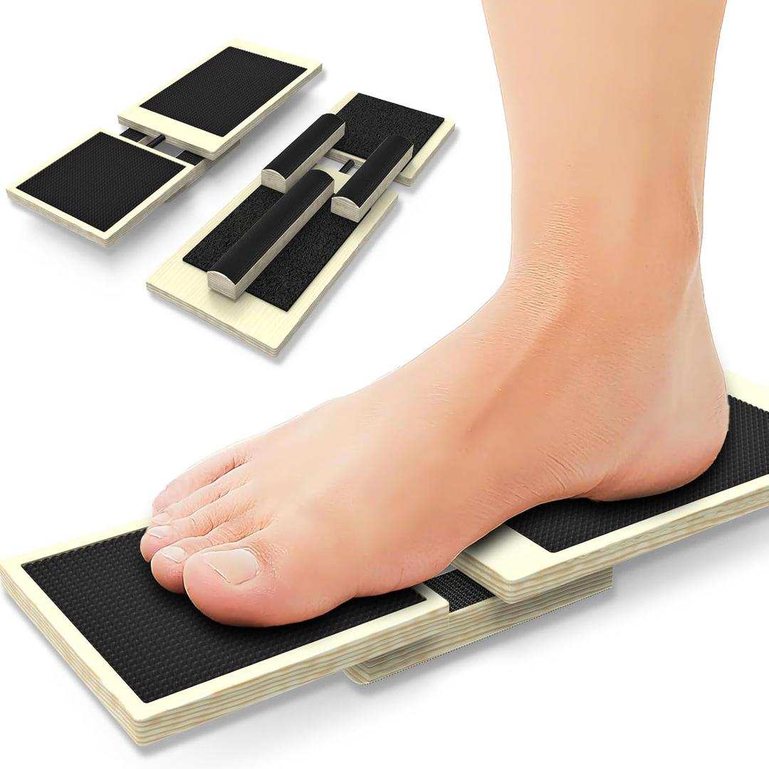 Ankle Foot Strengthener Wood Single Leg Ankle Balance Board Posture Corrector, Foot Stretcher for Plantar Fasciitis Relief Home Gym Fitness Equipment