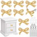 Gold Bow Drawer Knobs Brass Bow Knobs for Dresser Decorative Brass Drawer Pulls Vintage Cabinet Handles for Home Bedroom Kitchen Cabinets Hardware Cupboard(Small Size,Gold,8 Pcs)