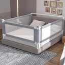 yulongtengfei 3-Piece King Size Bed Rail for Toddlers - Adjustable Baby Bed Rail Guard, Kids Safety Bed Rail for King Size Bed (78.7"x78.7"x74.8"-Grey)