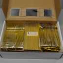 WDF300 Pieces Gold Plastic Silverware - Heavy Duty Disposable Gold Cutlery Set Plastic Gold Silverware Set Plastic Includes 100 Forks, 100 Spoons, 100 Knives for Party