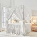 Canopy Bed Curtains - 4 Corners Post Ruffle Princess Bed Canopy Elegant Cozy Drape Netting 4 Opening Mosquito Net for Girls Adults Bedroom Beautiful Decoration - Easy Installation Twin White, 35"W x 78.7"L