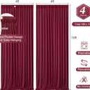 Burgundy Backdrop Curtains 4 Panels - Wrinkle-Free Polyester Photography Drapes for Baby Shower & Birthday Party - 16 X10FT