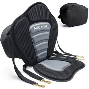 Kayak Seat Deluxe Padded Canoe Seat Adjustable Kayak Backrest Replacement Seat Cushion Pad Back Support with Detachable Back Storage Bag for Universal Sit