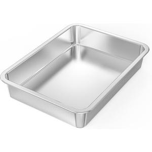 Stainless Steel Baking Pan Deep Oven Tray, Casserole Pan, Sheet Pan,For Induction, Gas, Electric, Oven, Non-Stick Coating, Dishwasher Safe, Baking, Lasagna, Roasting