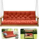 Porch Swing Cushions, Outdoor Cushions 3 Seater Replacement with Backrest, Waterproof Thickened Bench Cushion with Ties for Porch, Patio, Outdoor, Backyard and Garden (Orange 60 * 40 in)