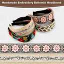 EBOOT 4 Pieces Boho Headband for Women Embroidery Wide Hair Band Bohemia Floral Knotted Wide Headbands Vintage Ethnic Style Girls Accessories(Classic Pattern)