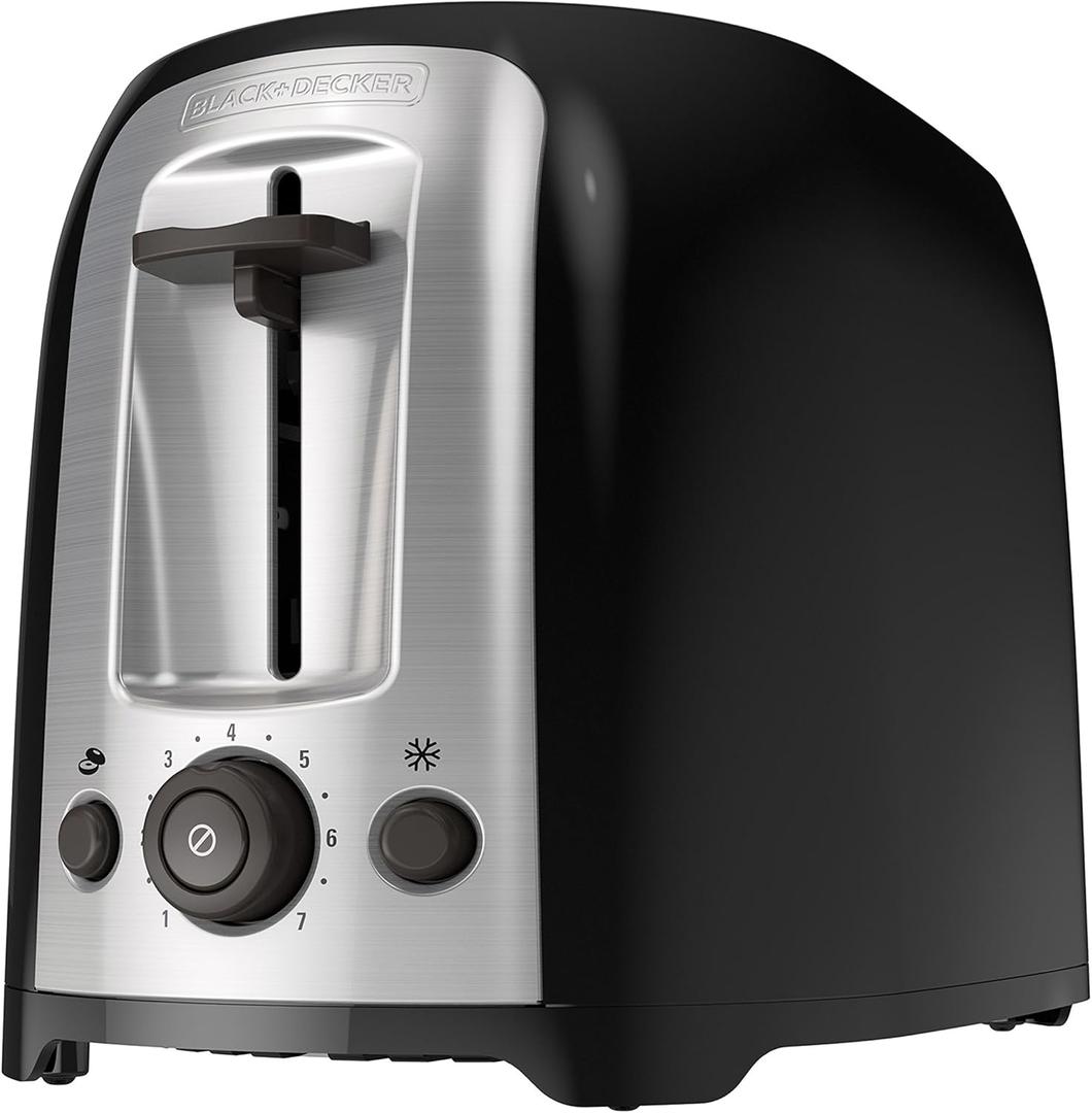 BLACK+DECKER 2-Slice Toaster, TR1278BD, Extra Wide Slots, 7 Shade Settings, 850 Watts, Frozen and Bagel Buttons (Compact)