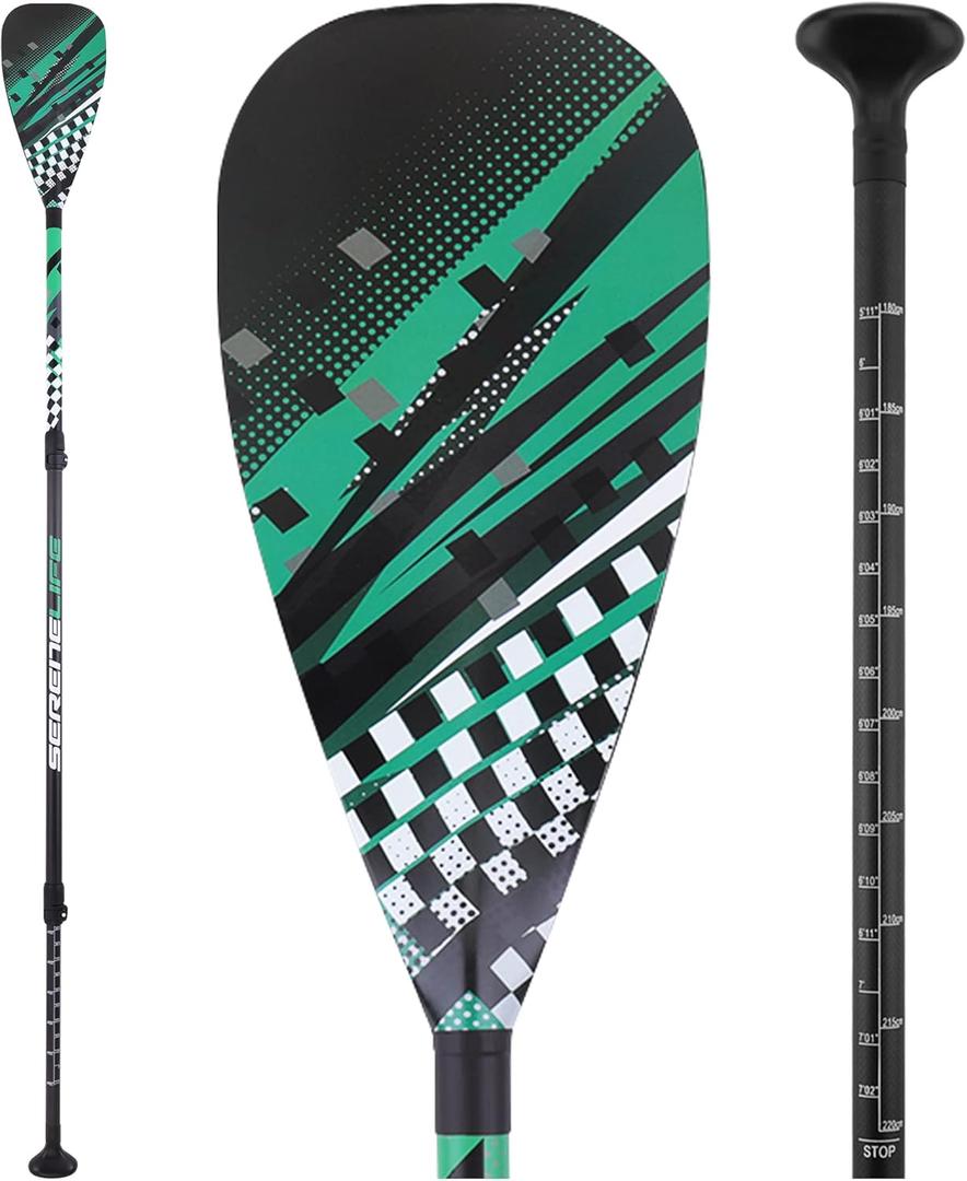 SereneLife SUP Paddle 3 Piece Adjustable Paddle board Oar with Lightweight Shaft, Durable Blade - For Stand Up Paddleboard, Surfing, Flatwater Paddling & Racing