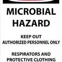NMC D895 DANGER - MICROBIAL HAZARD Security Sign - [Pack of 100] 17in. x 11in. Paper Danger Sign with Black/White Text on White/Red Base