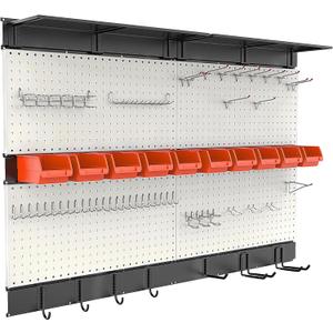 Ultrawall Pegboard Wall Organizer, 48X 36 inch Garage Storage Pegboard with Hooks Storage Bins Tool Board Panel Tool Organizer, 72pcs (Gray)