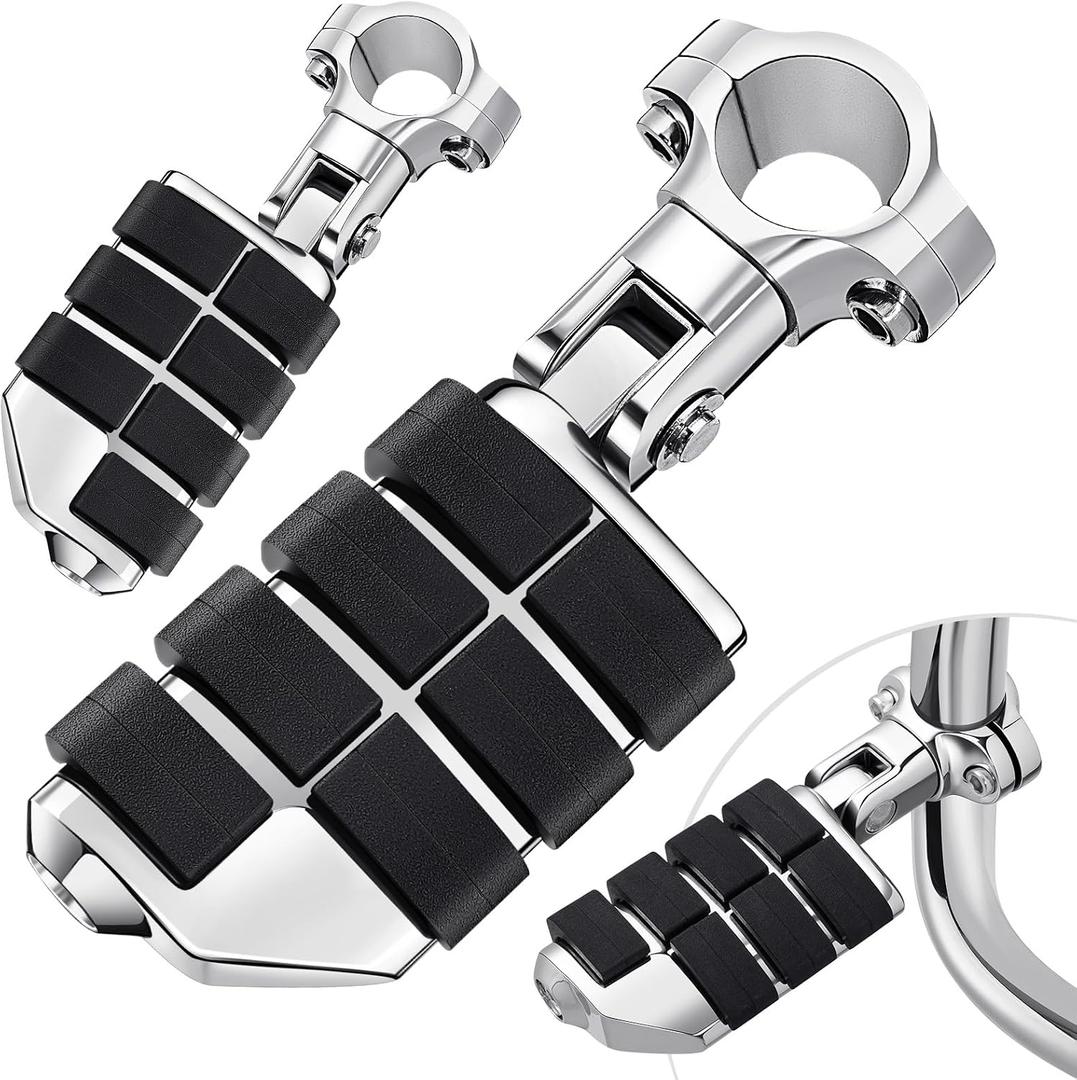 Benlari Highway Pegs, Motorcycle Foot Pegs Stainless Steel 1in 1-1/4in 25mm 32mm Fit for Harley Davidson for Honda for Suzuki for Kawasaki Engine Guards Crash Bars Style 3 (Chrome)