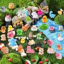 DIYDEC 50pcs Mini Resin Animal 50 Styles Tiny Resin Animals Miniature to Hide Little Small Animal Figures Bulk for Holiday Party Favors Bag Fillers Garden Dollhouse Crafts Decor