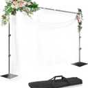 EMART Backdrop Stand, 8.5ft Height 10ft Width Adjustable Photography Background Support Poles with Heavy Duty Flat Base, Photo Metal Steel Pipe and Drape Frame Kit for Parties Birthday Wedding - Black