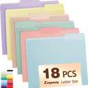 Color File Folders, 1/3-Cut Tabs, 18 Pack File Folder Letter Size, 6 Pastel Colors Organizer File Folders for School Home Office Business