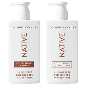 Native Coconut & Vanilla Shampoo and Conditioner Contain Naturally Derived Ingredients | All Hair Types, Color & Treated, Fine to Dry Damaged, Sulfate & Dye Free  2Pack