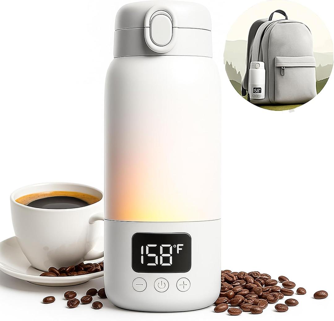 17 Oz Electric Heated Coffee Mug Rechargeable for Travel Z6 Self Heating Smart Temperature Control Warming Heated Travel Coffee Mug On The Go Coffee Cup with 5-12H Battery Life Gift