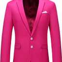 MOGU Men's Slim Fit Sport Coat Blazer Casual Formal Suit Jacket for Party Business Wedding Prom and Homecoming (38, Hot Pink)