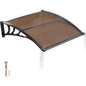 VEVOR Awnings for Door Entrance, 38" x 40" Window Door Awning Canopy Exterior with Drainage & ABS Bracket, Polycarbonate Cover Patio Door Awnings for Sun, UV, Rain, Snow ProtectionBrown