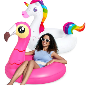 JOYIN 2-Pack Flamingo Unicorn Pool Float - Fun Floaties Inflatable Swimming Pool Tubes Toys Party Decorations, Summer Vacation Lake Beach Floaty Swim Rings Raft Lounger for Adults & Kids