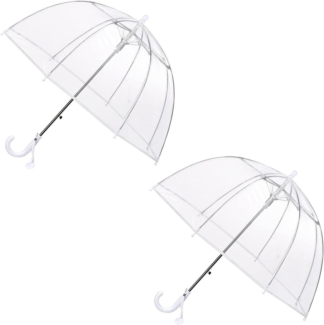RONIARE Kids Clear Bubble Umbrellas for Rain Dome Windproof Umbrella for Kid Girls and Boys (B1-Clear 2 Pack)